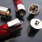 Finding - 6 pcs Silver Round Large Tone Cord Buckle End Cap with Loop ( inside 10mm Diameter )