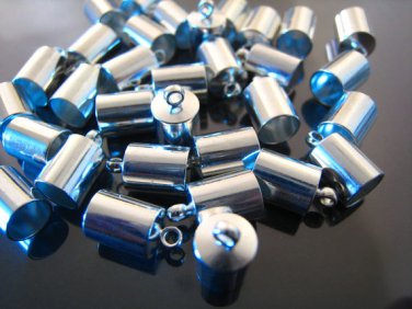Finding - 10 pcs Silver Round Tone Cord Buckle End Cap with Loop ( inside 6mm Diameter )