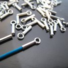 Finding - 10 pcs Silver Round Small Tone Cord Buckle End Cap with Loop ( inside 0.5mm Diameter )