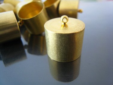 Finding - 2 pcs Gold Round Very Large Tone Cord Buckle End Cap with Loop ( inside 17mm Diameter )