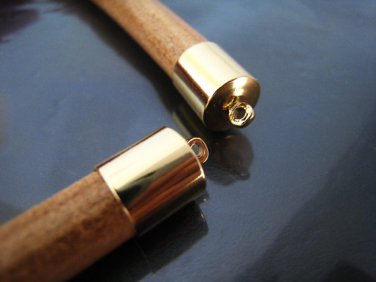 Finding - 6 pcs Gold Round Large Tone Cord Buckle End Cap with Loop ( inside 8mm Diameter )