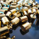 Finding - 6 pcs Gold Round Tone Cord Buckle End Cap with Loop ( inside 5mm Diameter )
