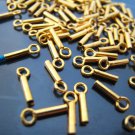Finding - 10 pcs Gold Round Tone Cord Buckle End Cap with Loop ( inside 0.5mm Diameter )