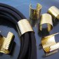 Finding - 6 pcs Gold Large Adjustable Crimp Round Tone Tube Curve Fold Over End Cap 16mm x 15mm