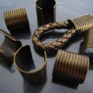 Finding - 6 pcs Antique Brass Adjustable Crimp Round Tone Tube Curve Fold Over End Cap 16mm x 15mm
