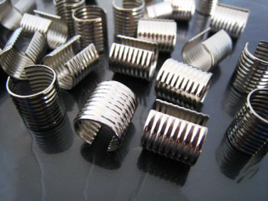 Finding - 6 pcs Silver Adjustable Crimp Round Tone Tube Curve Fold Over End Cap 12mm x 13mm