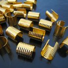 Finding - 6 pcs Gold Adjustable Crimp Round Tone Tube Curve Fold Over End Cap 10mm x 13mm