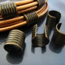Finding - 6 pcs Antique Brass Adjustable Crimp Round Tone Tube Curve Fold Over End Cap 13mm x 12.5mm