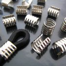 Finding - 6 pcs Silver Adjustable Crimp Round Tone Tube Curve Fold Over End Cap 8mm x 7.5mm
