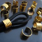 Finding - 6 pcs Gold Adjustable Crimp Round Tone Tube Curve Fold Over End Cap 10mm x 6mm
