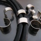 Finding - 6 pcs Silver Adjustable Crimp Round Tone Tube Curve Fold Over End Cap 10mm x 5mm