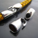 Finding - 2 Sets Silver End Cap S Hook Toggle Clasp Clousure Fastener Buckle ( Inside 6mm Diameter )