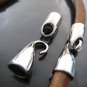 Finding - 2 Sets Silver End Cap S Hook Toggle Clasp Clousure Fastener Buckle ( Inside 5mm Diameter )