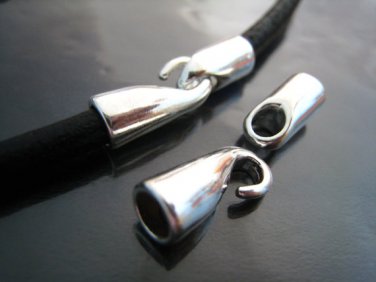 Finding - 2 Sets Silver End Cap S Hook Toggle Clasp Clousure Fastener Buckle ( Inside 4mm Diameter )
