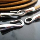 Finding - 2 Sets Silver End Cap S Hook Toggle Clasp Clousure Fastener Buckle ( Inside 3mm Diameter )