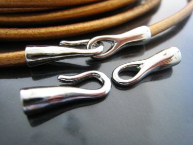Finding - 2 Sets Silver End Cap S Hook Toggle Clasp Clousure Fastener Buckle ( Inside 3mm Diameter )