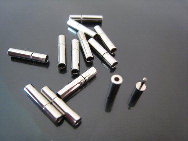 Finding - 2 Sets of Silver Open Round Buckle End Cap Clasp Connector ( Inside 2mm Diameter )