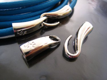 Finding - 2 Sets Silver End Cap S Hook Toggle Clasp Clousure Fastener Buckle ( Inside 4.5mm Diameter