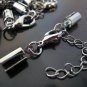 Finding - 2 Sets Silver Adjustable Fold Over Crimps With Lobster Clasp and Extender ( Inside 4mm )