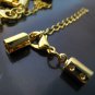 Finding - 2 Sets Gold Adjustable Fold Over Crimps With Lobster Clasp and Extender ( Inside 4mm )