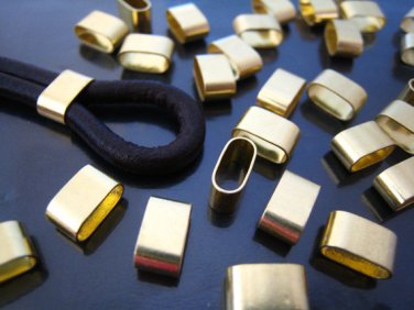 Finding - 6 pcs Gold Flat Head with Round Edge Rectangular Tubes 9mm x 5mm x 4mm