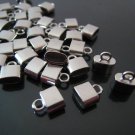 Finding - 6 pcs Silver Small Oval Flat End Cap 9mm x 8mm x 4mm  ( inside 6mm x 3 mm Diameter )