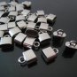 Finding - 6 pcs Silver Small Oval Flat End Cap 9mm x 8mm x 4mm  ( inside 6mm x 3 mm Diameter )