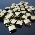 Finding - 6 pcs Gold Small Oval Flat End Cap 9mm x 8mm x 4mm  ( inside 6mm x 3 mm Diameter )