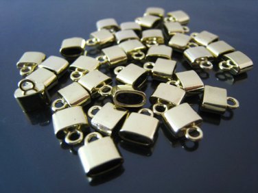 Finding - 6 pcs Gold Small Oval Flat End Cap 9mm x 8mm x 4mm  ( inside 6mm x 3 mm Diameter )
