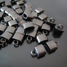 Finding - 6 pcs Black Small Oval Flat End Cap 9mm x 8mm x 4mm  ( inside 6mm x 3 mm Diameter )