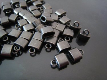 Finding - 6 pcs Black Small Oval Flat End Cap 9mm x 8mm x 4mm  ( inside 6mm x 3 mm Diameter )