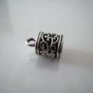 Finding - 6 pcs Vintage Silver Round Tone Cord Buckle End Cap with Loop ( inside 6mm Diameter )