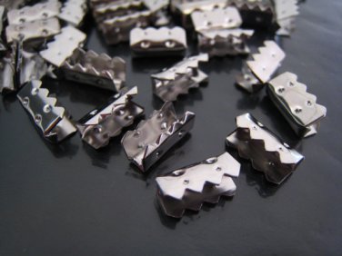 Finding - 6 pcs Silver Plated Adjustable Fold Over End Cap Crimp without Loop ( 13mm or 0.5 inch )