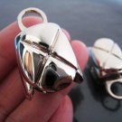Finding - 2 pcs Silver Round Very Large Tone Cord Buckle End Cap with Loop ( inside 15mm x 13mm )