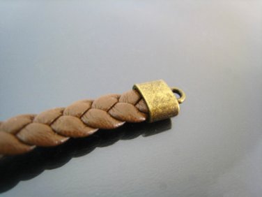 Finding - 6 pcs Antique Brass Oval Flat End Cap 10mm x 9mm x 5mm ( inside 7mm x 3 mm )