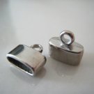 Finding - 6 pcs Silver Oval Flat End Cap 10mm x 11mm ( inside 9.5mm width )