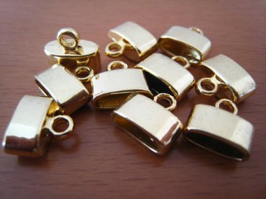 Finding - 6 pcs Gold Oval Flat End Cap 10mm x 11mm ( inside 9.5mm width )