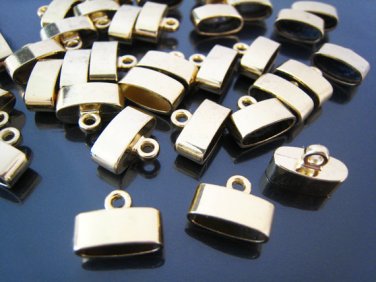 Finding - 4 pcs Gold Oval Flat End Cap 15mm x 10mm x 7mm ( inside 12mm x 5mm width )