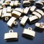 Finding - 4 pcs Gold Oval Flat End Cap 15mm x 10mm x 7mm ( inside 12mm x 5mm width )