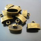 Finding - 4 pcs Antique Brass Oval Flat End Cap 15mm x 10mm x 7mm ( inside 12mm x 5mm width )