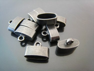 Finding - 4 pcs Black  Oval Flat End Cap 15mm x 10mm x 7mm ( inside 12mm x 5mm width )