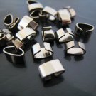 Finding - 10 pcs Silver Adjustable Crimp Round Tone Tube Curve Clip Fold Over End Cap 6.5mm x 4mm