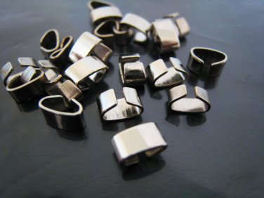 Finding - 10 pcs Silver Adjustable Crimp Round Tone Tube Curve Clip Fold Over End Cap 6.5mm x 4mm