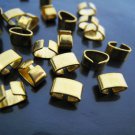 Finding - 10 pcs Gold Adjustable Crimp Round Tone Tube Curve Clip Fold Over End Cap 6.5mm x 4mm