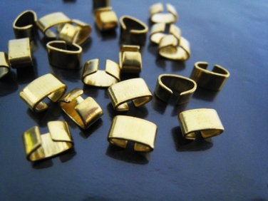 Finding - 10 pcs Gold Adjustable Crimp Round Tone Tube Curve Clip Fold Over End Cap 6.5mm x 4mm