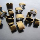 Finding - 10 pcs Antique Brass Adjustable Crimp Round Tone Curve Clip Fold Over End Cap 6.5mm x 4mm