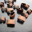 Finding - 10 pcs Red Copper Adjustable Crimp Round Tone Curve Clip Fold Over End Cap 6.5mm x 4mm