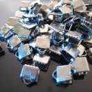 Finding - 10 pcs Silver Plated Flat Clamp Fold Over End Cap Crimps ( 6mm or 1/4 inch )