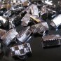 Finding - 10 pcs Silver Plated Flat Clamp Fold Over End Cap Crimps ( 10mm or 3/8 inch )