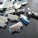 Finding - 10 pcs Silver Plated Flat Clamp Fold Over End Cap Crimps ( 13mm or 0.5 inch )